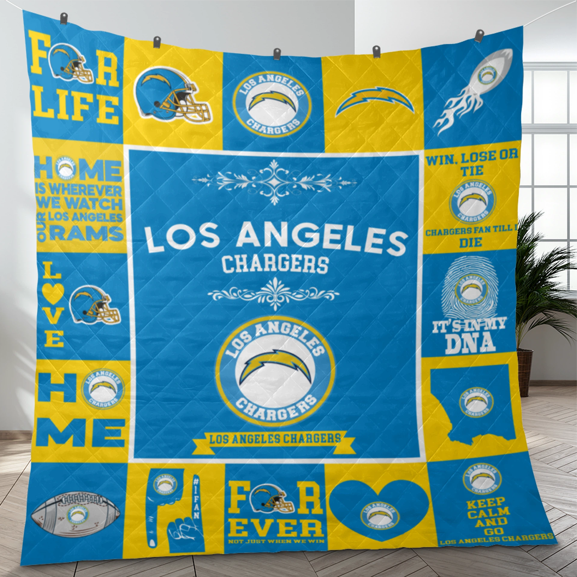 Los Angeles Chargers Pride Quilt Blanket - Image 3